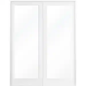 Krosswood Doors 72 in. x 80 in. Craftsman Shaker 1-Lite Clear Glass Both Active MDF Solid Hybrid Core Double Prehung Interior Door