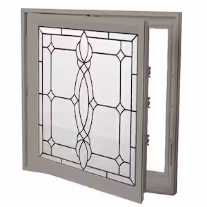 Hy-Lite 27.25 in. x 27.25 in. Craftsman Left-Handed Triple-Pane Casement Vinyl Window with Driftwood Exterior
