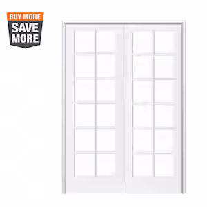 Krosswood Doors 72 in. x 96 in. Craftsman Shaker 12-Lite Both Active MDF Solid Hybrid Core Double Prehung Interior Door
