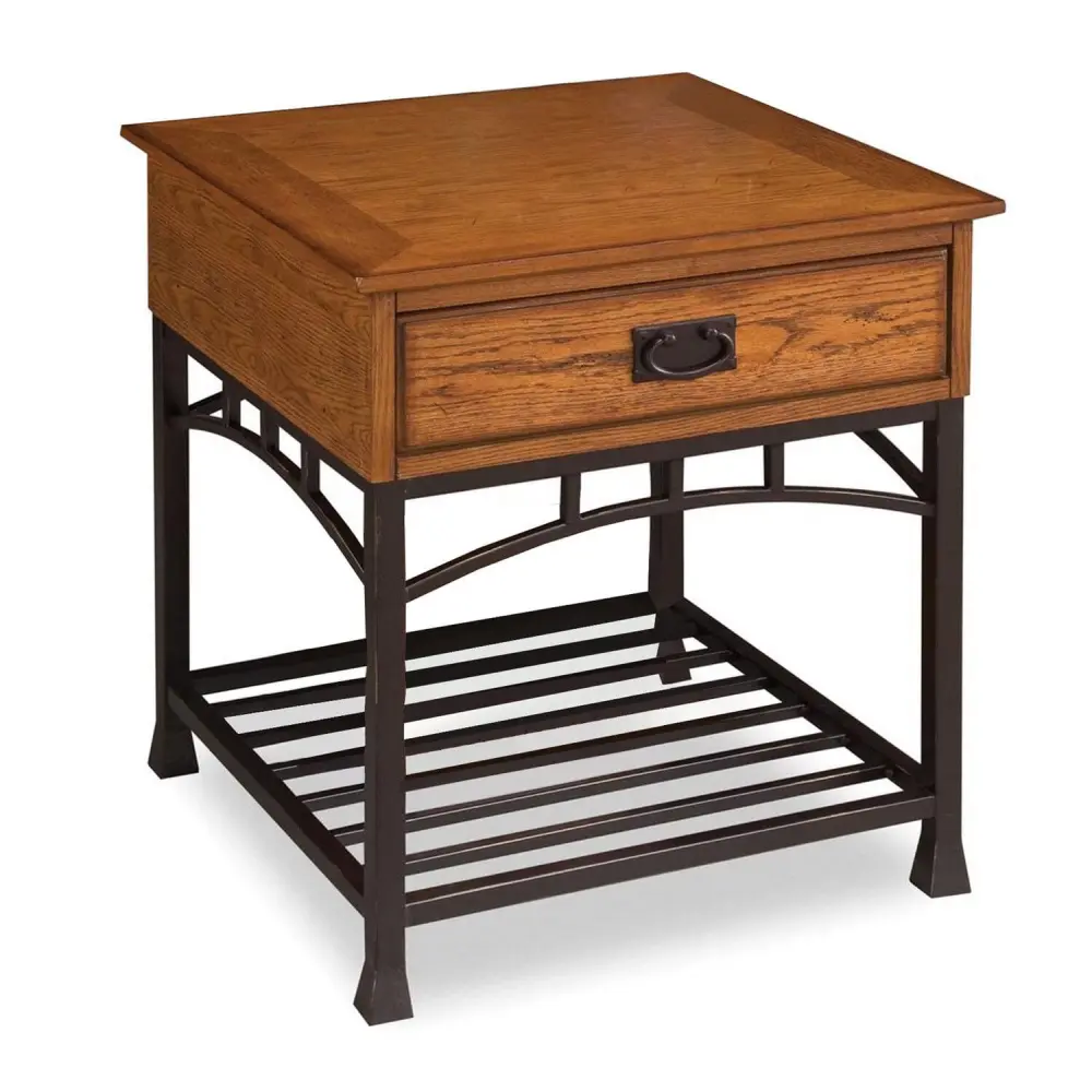 Homestyles Modern Craftsman Brown Wood End Table