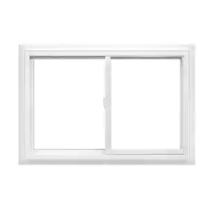 American Craftsman 24 in. x 23 in. 50 Series Low-E Argon SC Glass Sliding White Vinyl Fin Window, Screen Incl
