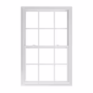 American Craftsman 35.375 in. x 59.25 in. 50 Series Low-E Argon SC Glass Single Hung White Vinyl Fin Window with Grids, Screen Incl