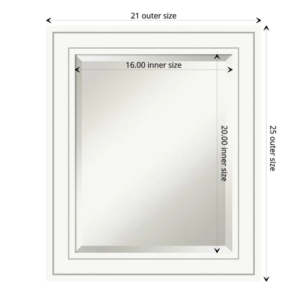 Amanti Art Beveled Wood Bathroom Wall Mirror – Craftsman White Frame Outer Size: 21 x 25 in