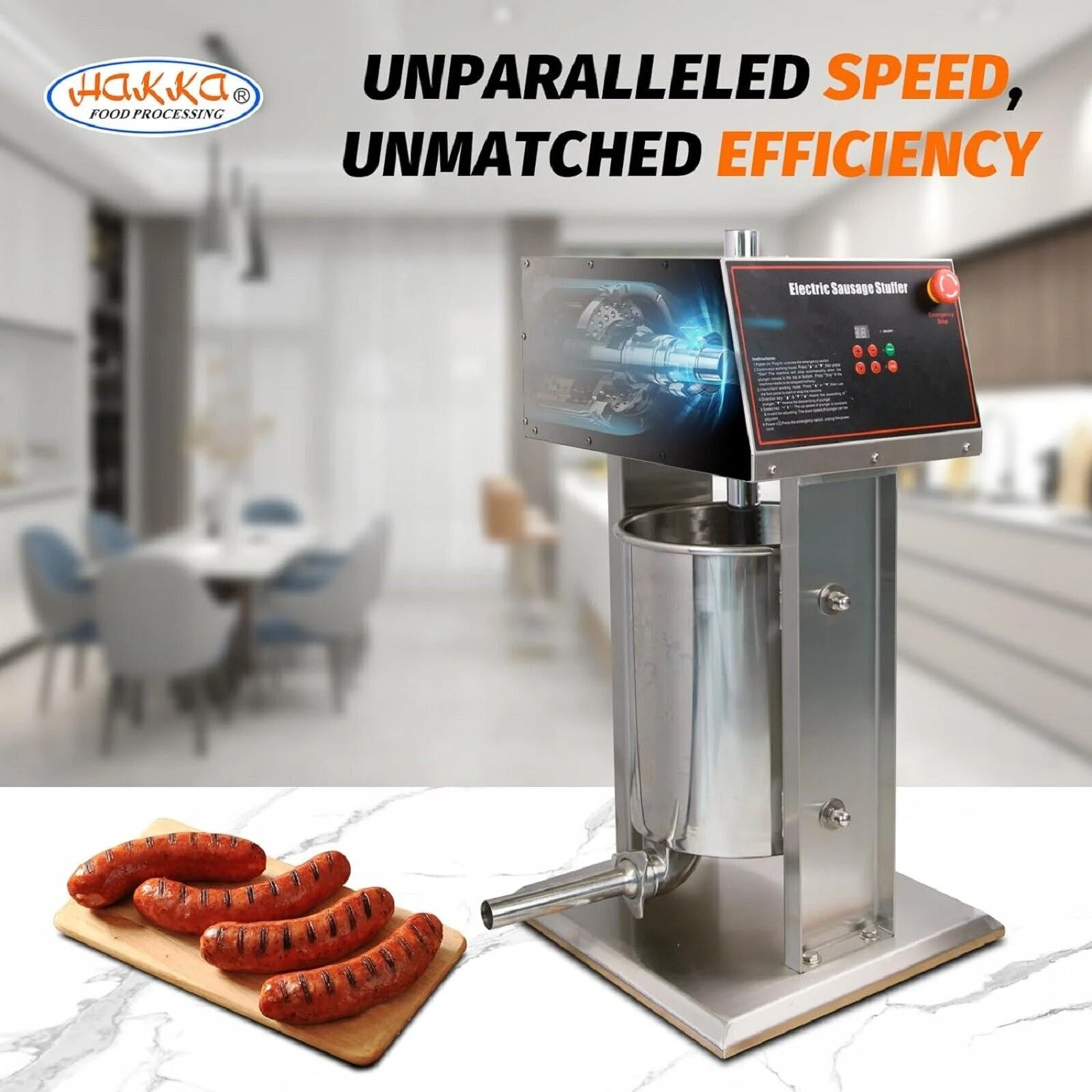 Hakka Electric Sausage Stuffer Machine Precision Craftsmanship, Fast Electric Sausage Filling Machine, 20L/44LB