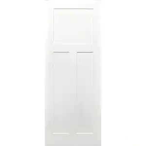 Pacific Entries Shaker 36 in. x 80 in. 3-Panel Wood Craftsman White Primed Interior Door Slab