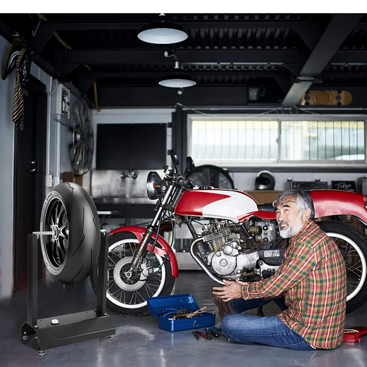 Motorcycle Bike Wheel Balancer, Rim Tire Balancing Spin Static Truing Stand