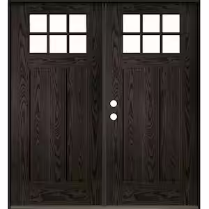 Krosswood Doors Craftsman 72 in. x 80 in. 6-Lite Right-Active/Inswing Clear Glass Baby Grand Stain Double Fiberglass Prehung Front Door