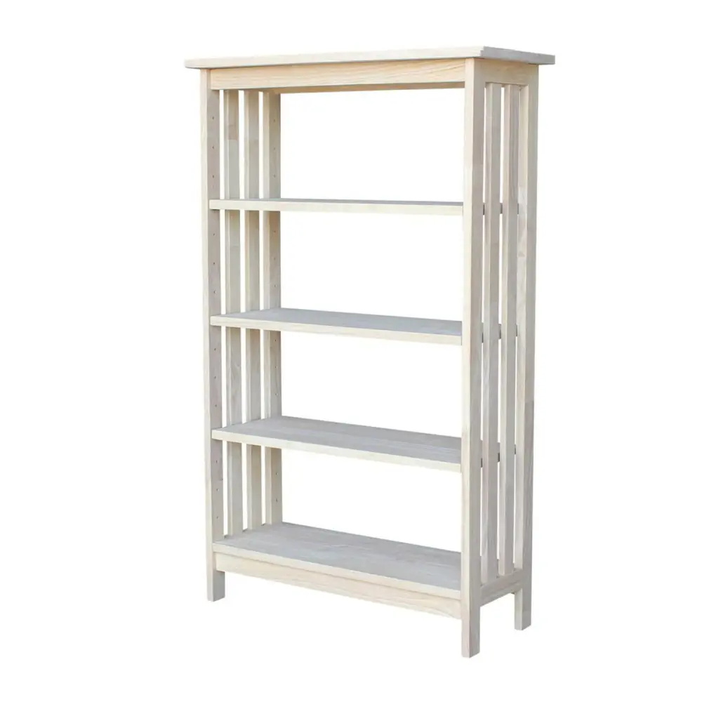 Unfinished Hardwood 3-shelf Mission Style Unit 48 H N/A Rubberwood 4 Bookshelves Mission and Craftsman
