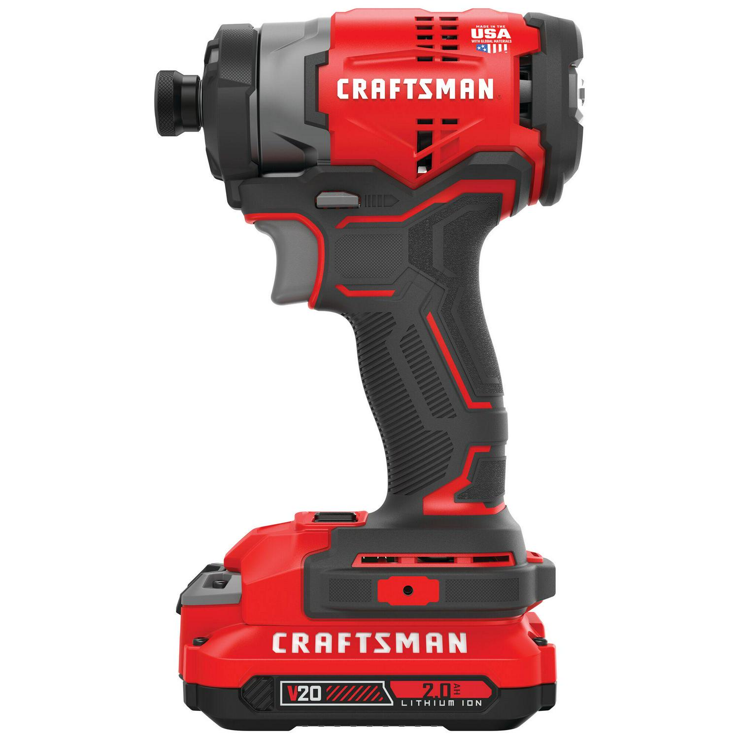CRAFTSMAN V20 20-volt Max Brushless Cordless Impact Driver (2-Batteries Included, Charger Included and Soft Bag included)