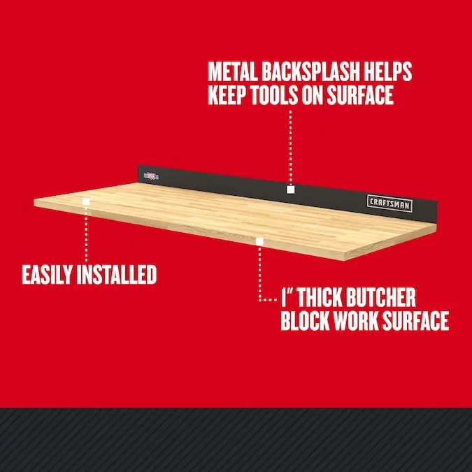 CRAFTSMAN 54-in L x 1-in H Black Butcher Block Work Bench Top