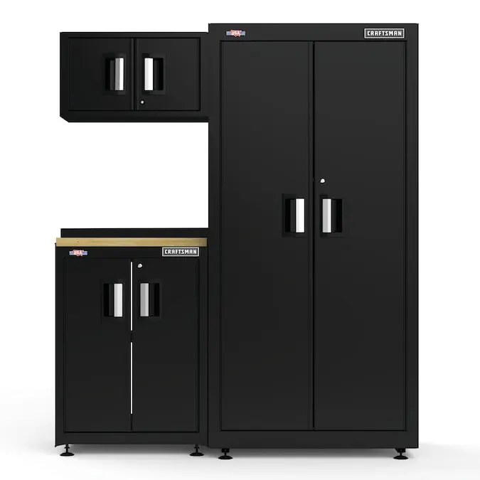 CRAFTSMAN 3-Cabinets Steel Garage Storage System in Black/Smooth (62.75-in W x 74-in H)