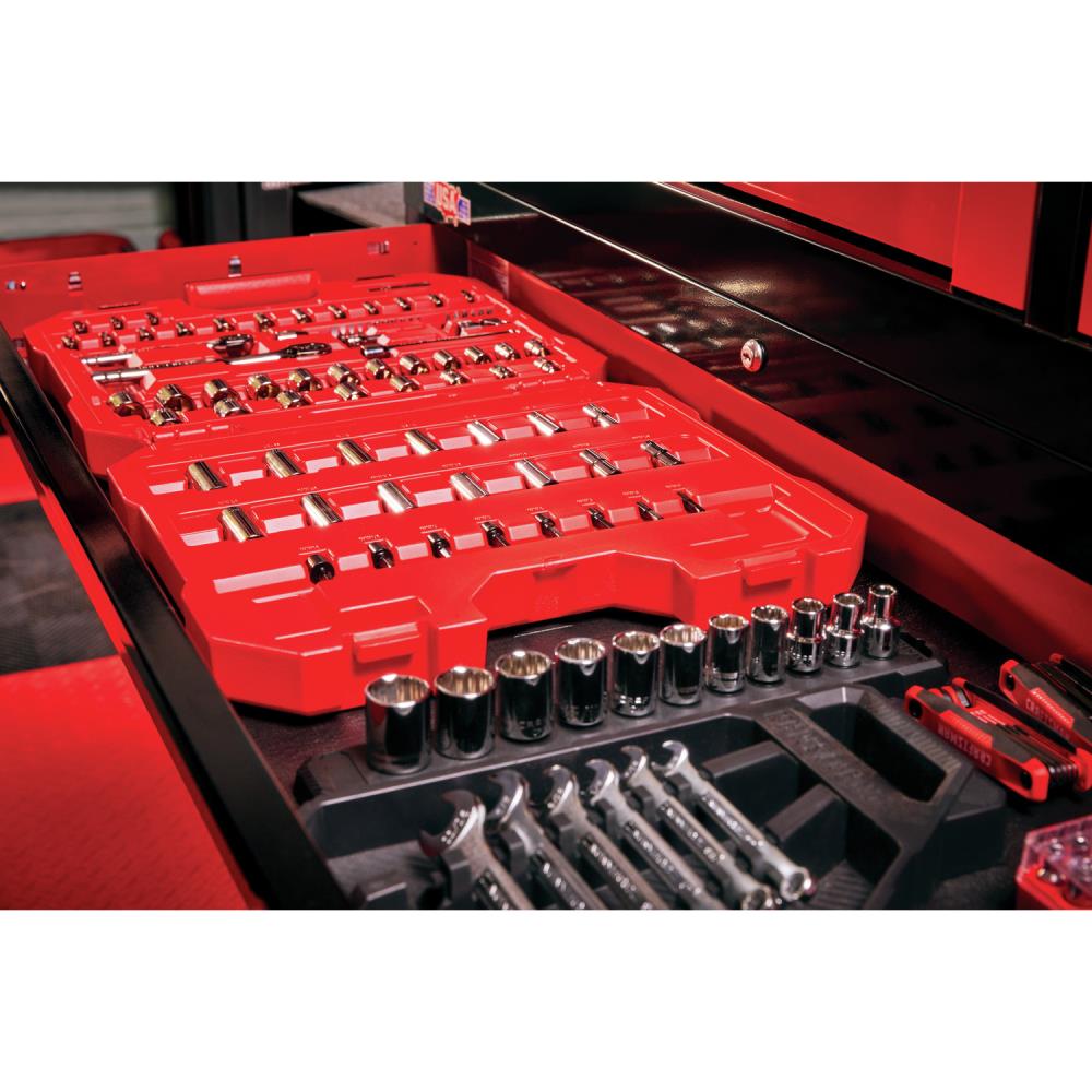 CRAFTSMAN 81-Piece Standard (SAE) and Metric Combination Gunmetal Chrome Mechanics Tool Set with Hard Case