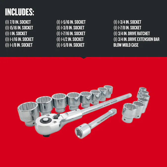 CRAFTSMAN 16-Piece Standard (SAE) 3/4-in Drive 12-point 3/4-in Shallow Socket Set