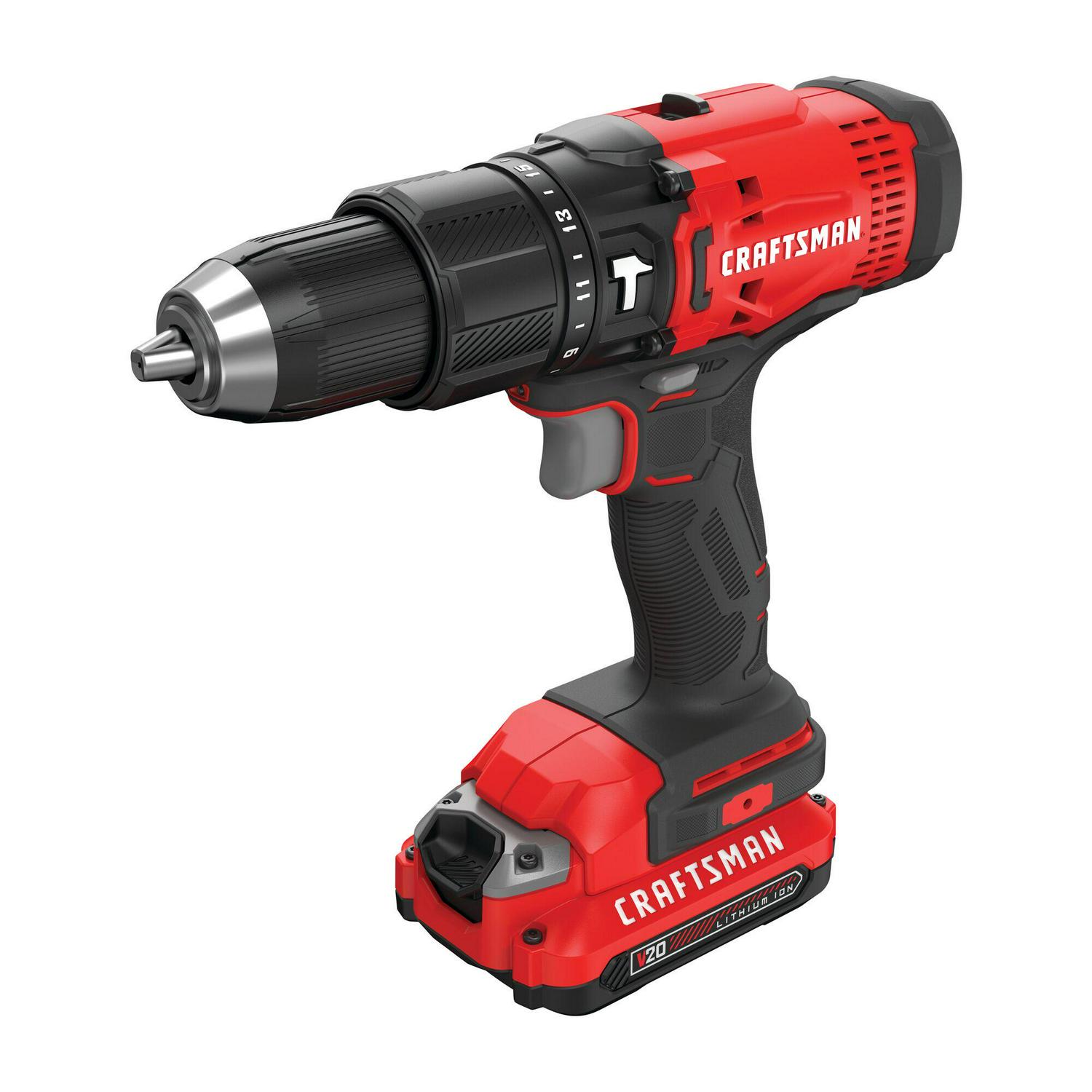 CRAFTSMAN 1/2-in 20-volt Max Variable Speed Cordless Hammer Drill (2-Batteries Included)