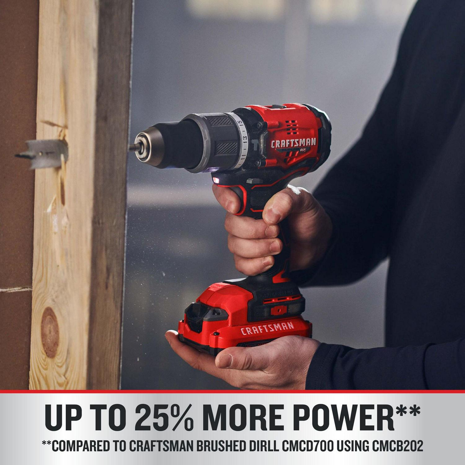 CRAFTSMAN V20 RP 1/2-in 20-volt Max Variable Speed Brushless Hybrid Cordless and Corded Hammer Drill (2-Batteries Included)