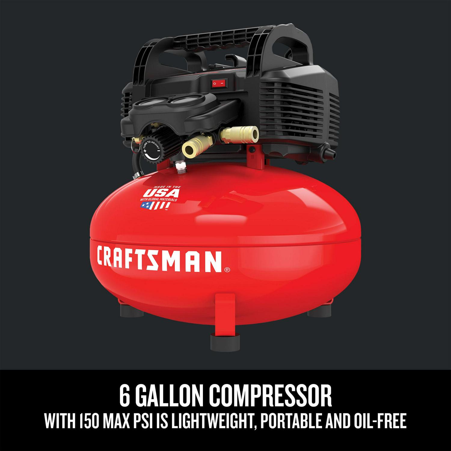 CRAFTSMAN 6-Gallons Portable 150 PSI Pancake Air Compressor with Accessories
