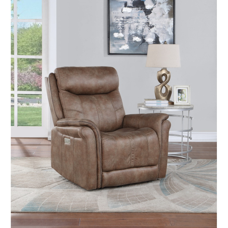 Luxurious Dual-Power Recliner - Warm Camel Faux-Suede, Power Footrest, Power Headrest - Meticulous Craftsmanship, Built-in USB Charging Port B081109569