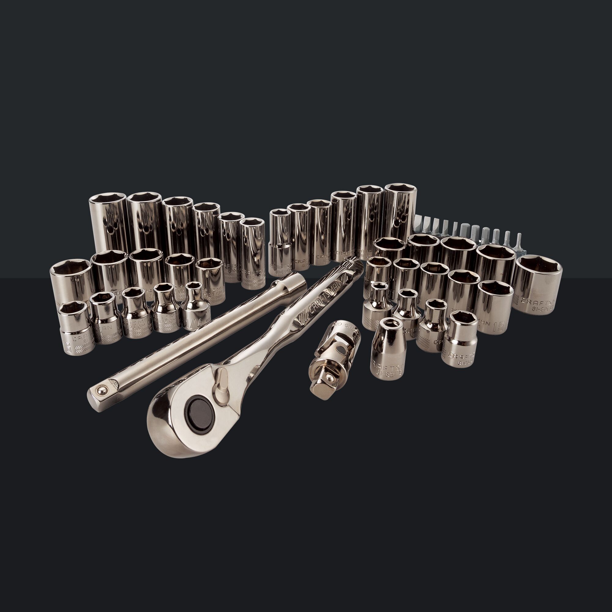 CRAFTSMAN 51-Piece Standard (SAE) and Metric Combination Gunmetal Chrome Mechanics Tool Set with Hard Case