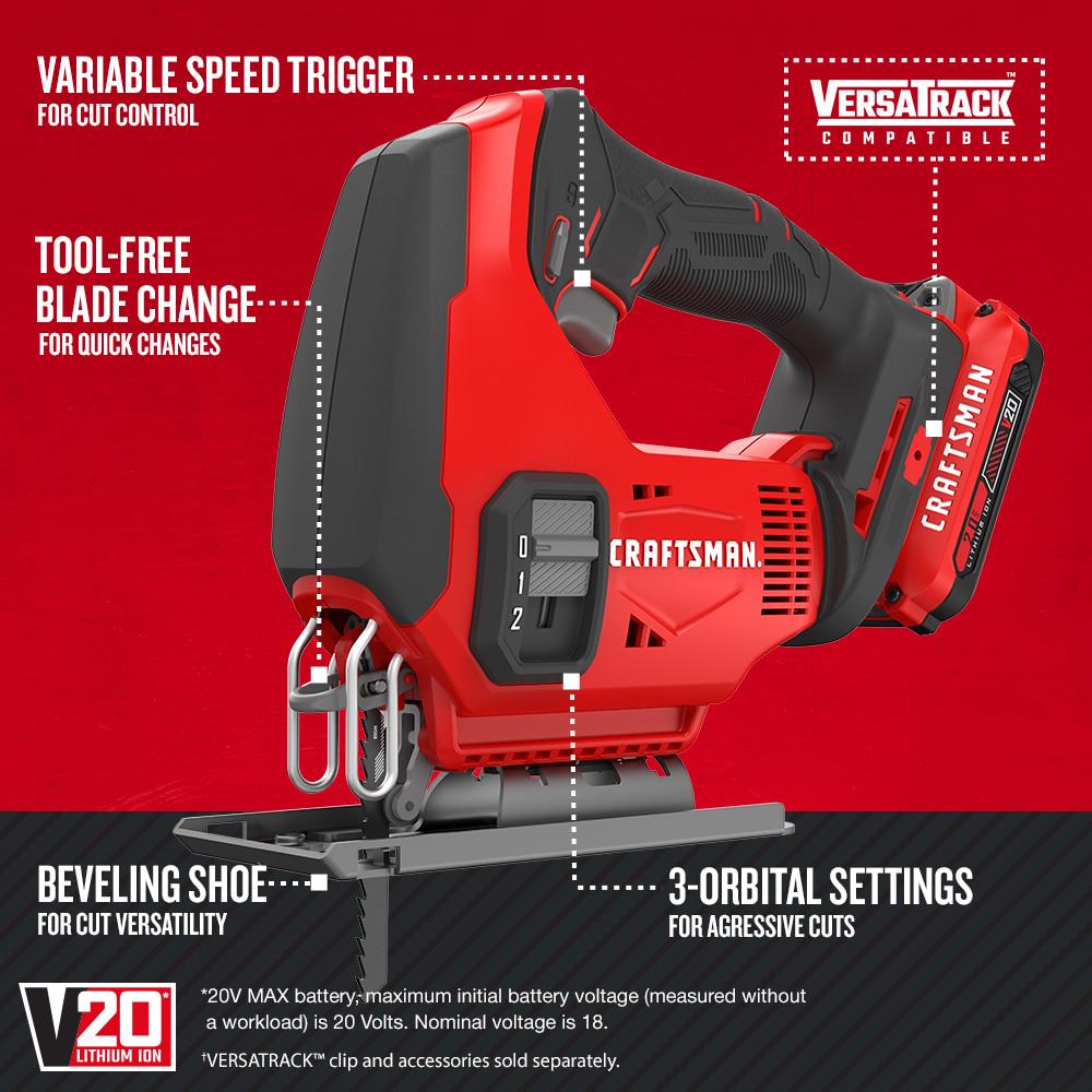 CRAFTSMAN V20 20-volt Max Variable Speed Keyless Cordless Jigsaw (Charger Included and Battery Included)