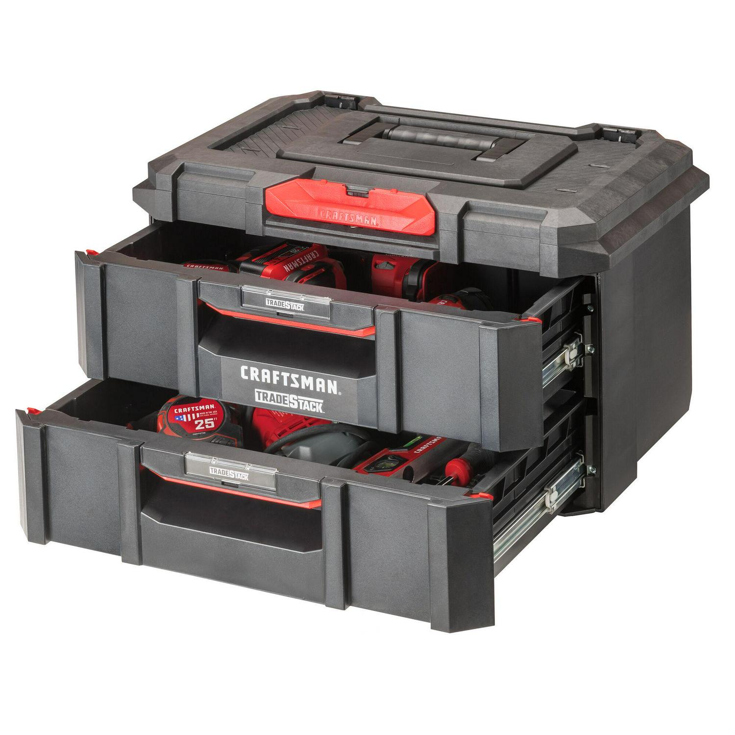 CRAFTSMAN TRADESTACK System 21.45-in Ball-bearing 2-Drawer Multiple Colors/Finishes Structural Foam Tool Box