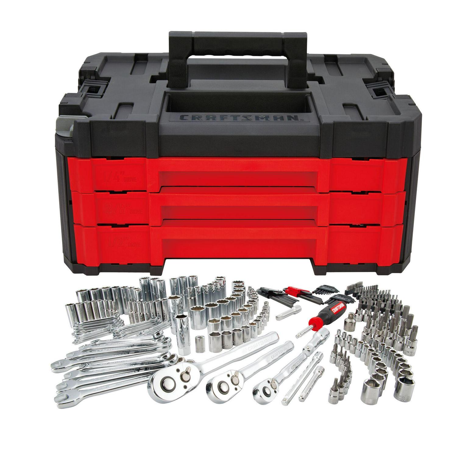 CRAFTSMAN 262-Piece Standard (SAE) and Metric Combination Polished Chrome Mechanics Tool Set with Hard Case