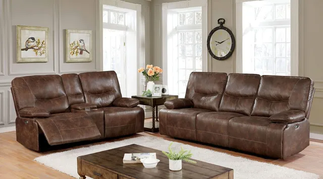 Chantoise Collection Power Reclining Sofa - Brown