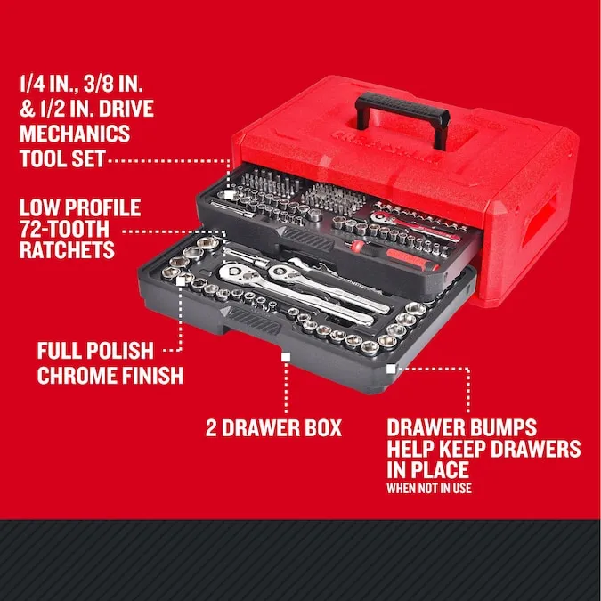 CRAFTSMAN 256-Piece Standard (SAE) and Metric Polished Chrome Mechanics Tool Set with Hard Case