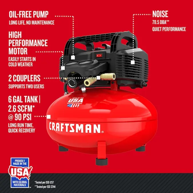 CRAFTSMAN 6-Gallons Portable 150 Psi Pancake Air Compressor with Accessories