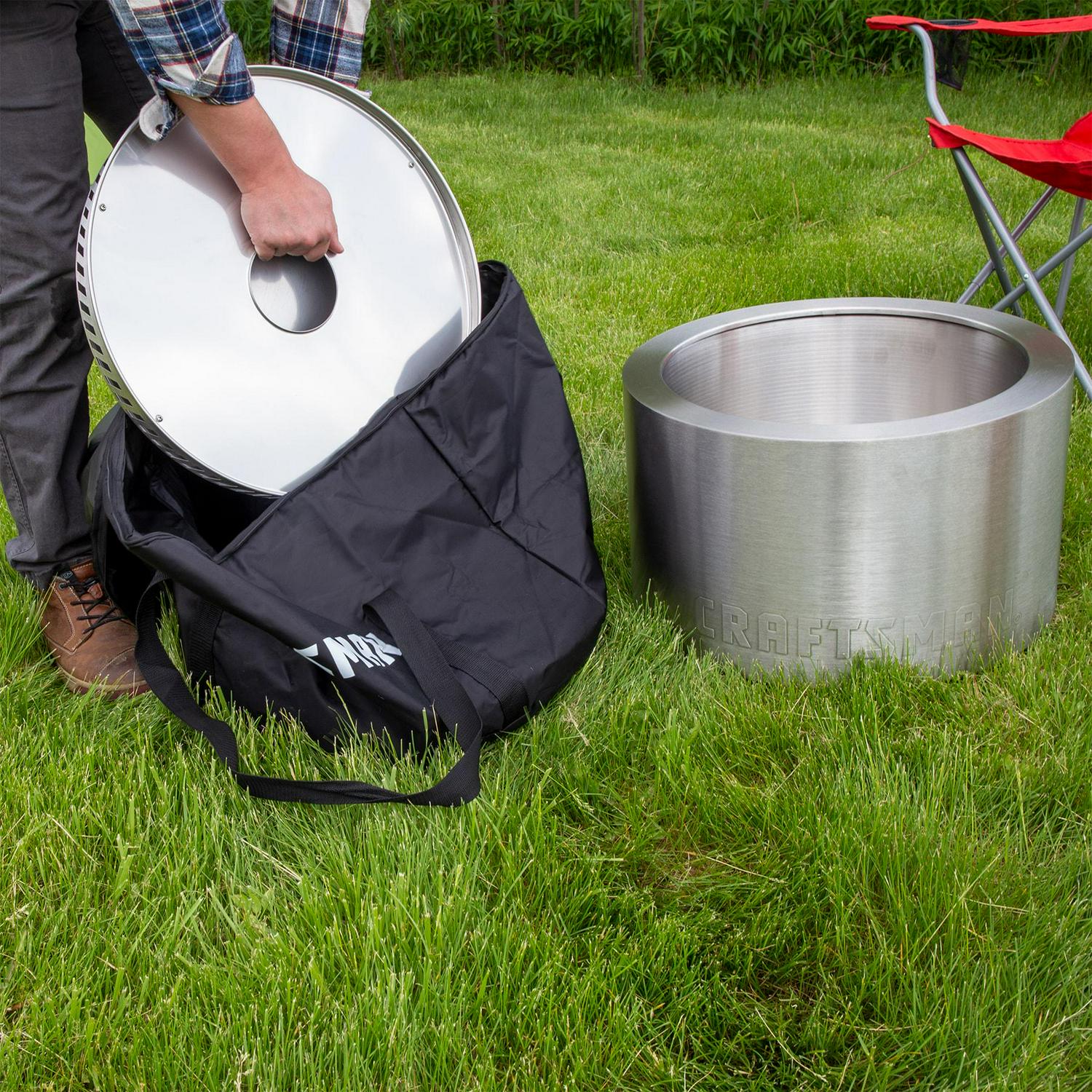 CRAFTSMAN Smokeless 19.5-in W Stainless Steel Wood-Burning Fire Pit