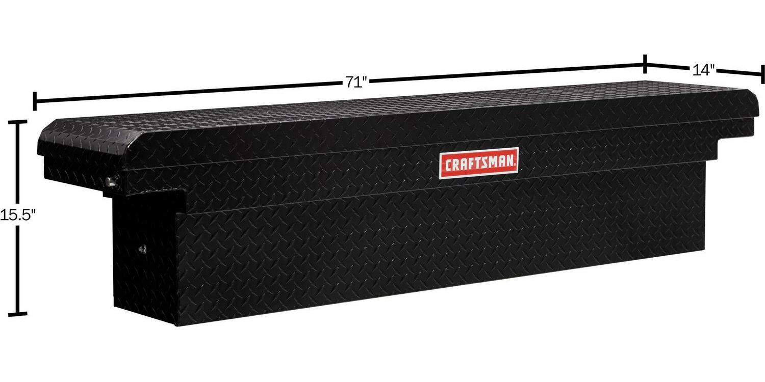 CRAFTSMAN 71.3-in x 14-in x 15.5-in Matte Black Aluminum Crossover Truck Tool Box