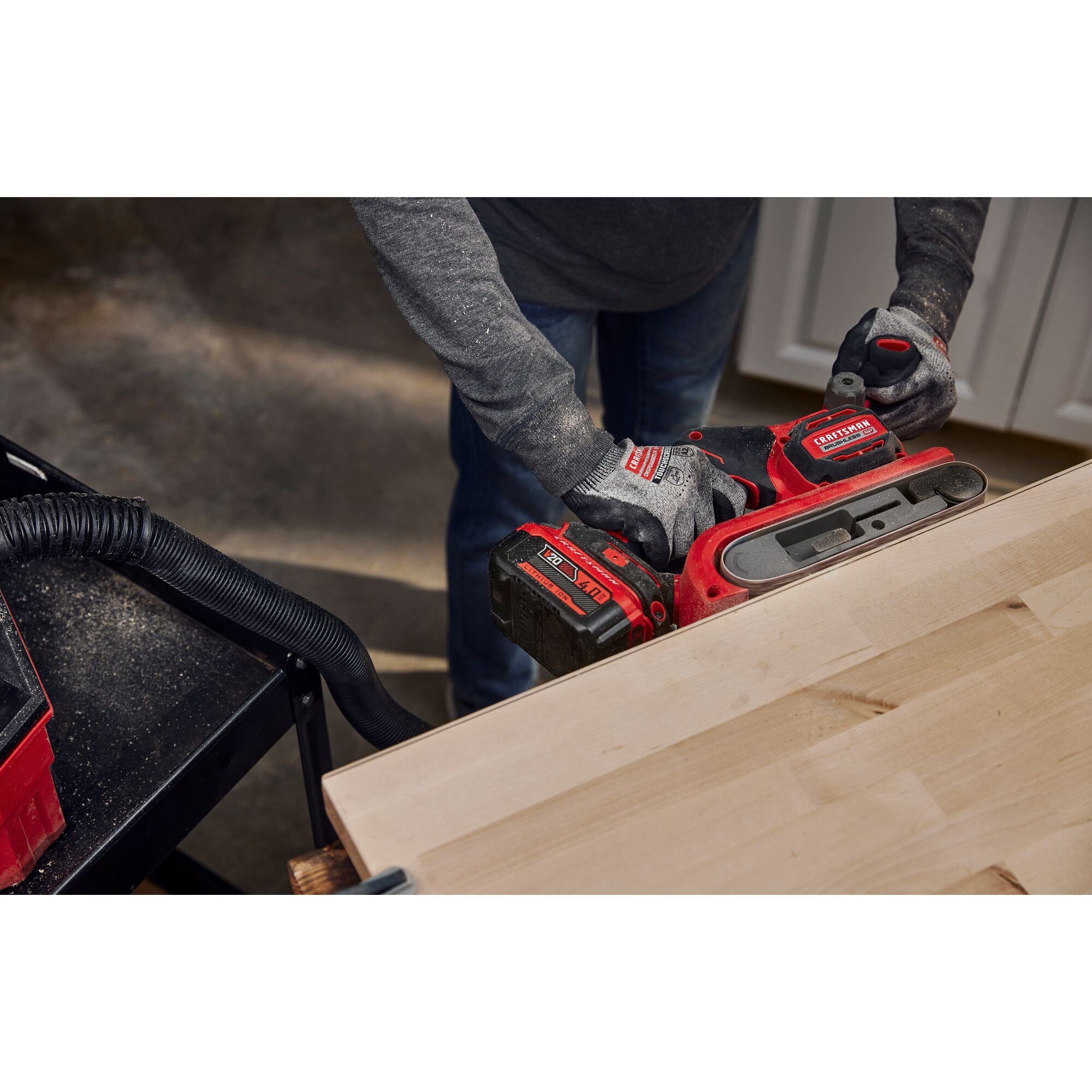 CRAFTSMAN 20-Volt Brushless Cordless Variable Speed Belt Sander with Dust Management