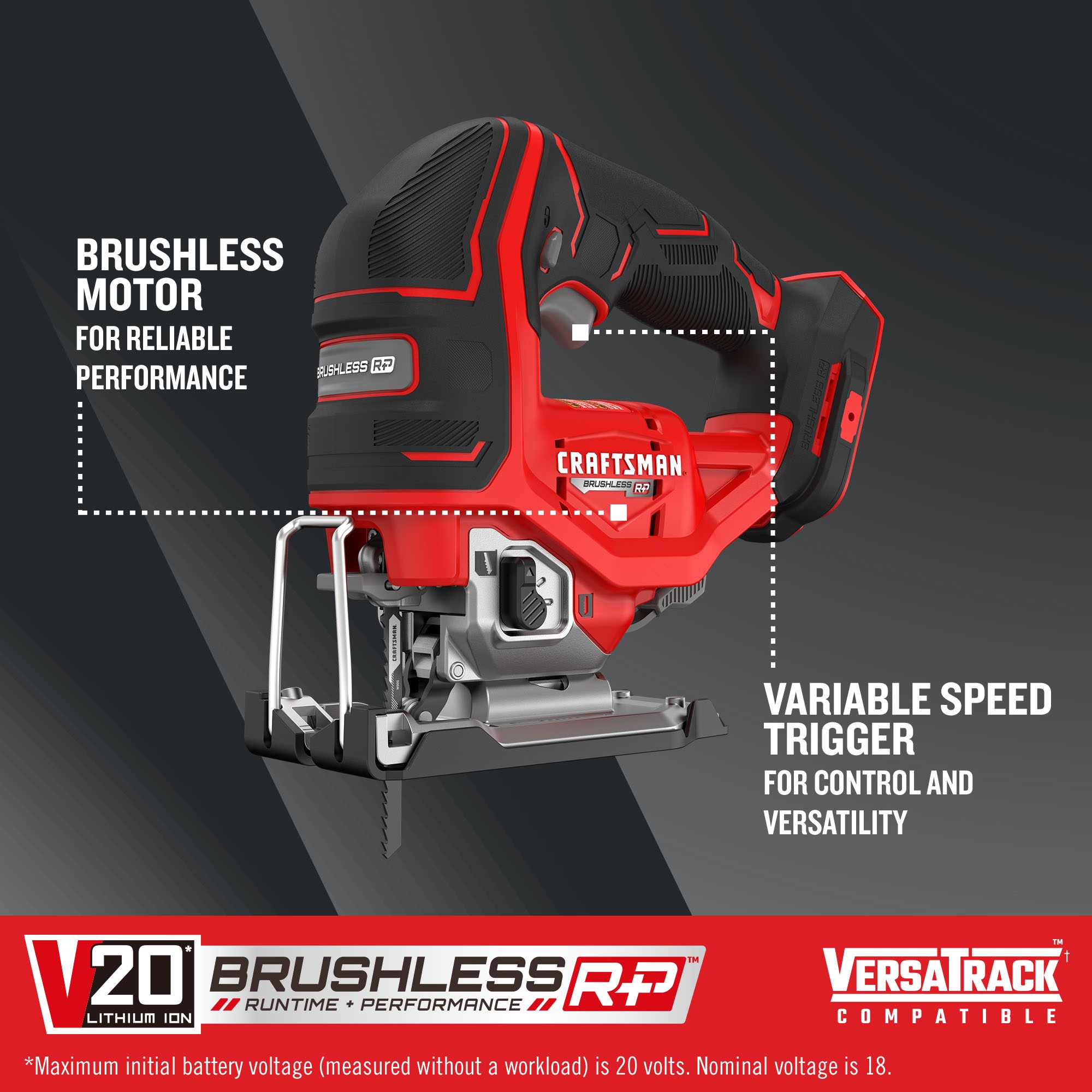 CRAFTSMAN V20 RP 20-volt Max Brushless Variable Speed Keyless Cordless Jigsaw (Bare Tool)