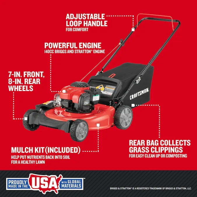 CRAFTSMAN M110 21-in Gas Push Lawn Mower with 140-cc Briggs and Stratton Engine