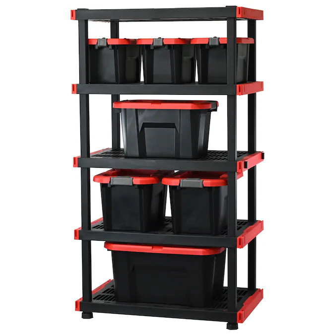CRAFTSMAN Plastic Heavy Duty 5-Tier Utility Shelving Unit (40-in W x 24-in D x 72-in H), Black