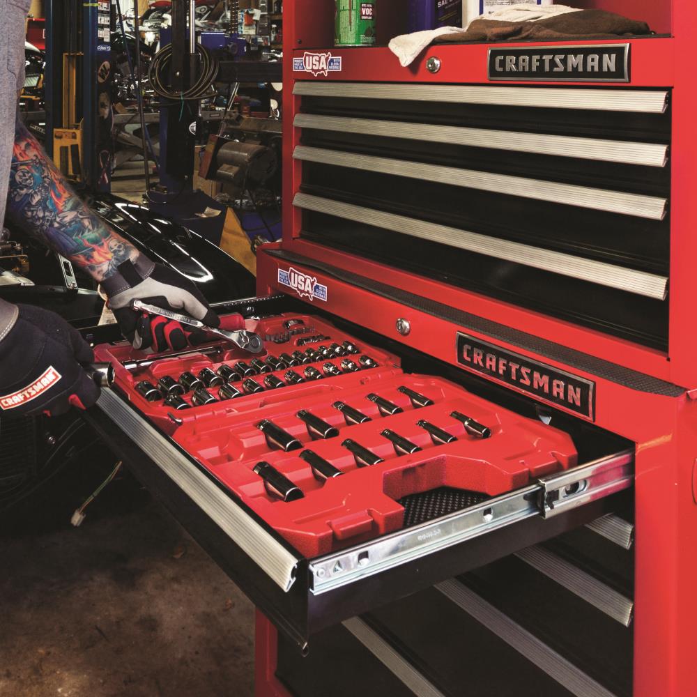 CRAFTSMAN 81-Piece Standard (SAE) and Metric Combination Gunmetal Chrome Mechanics Tool Set with Hard Case