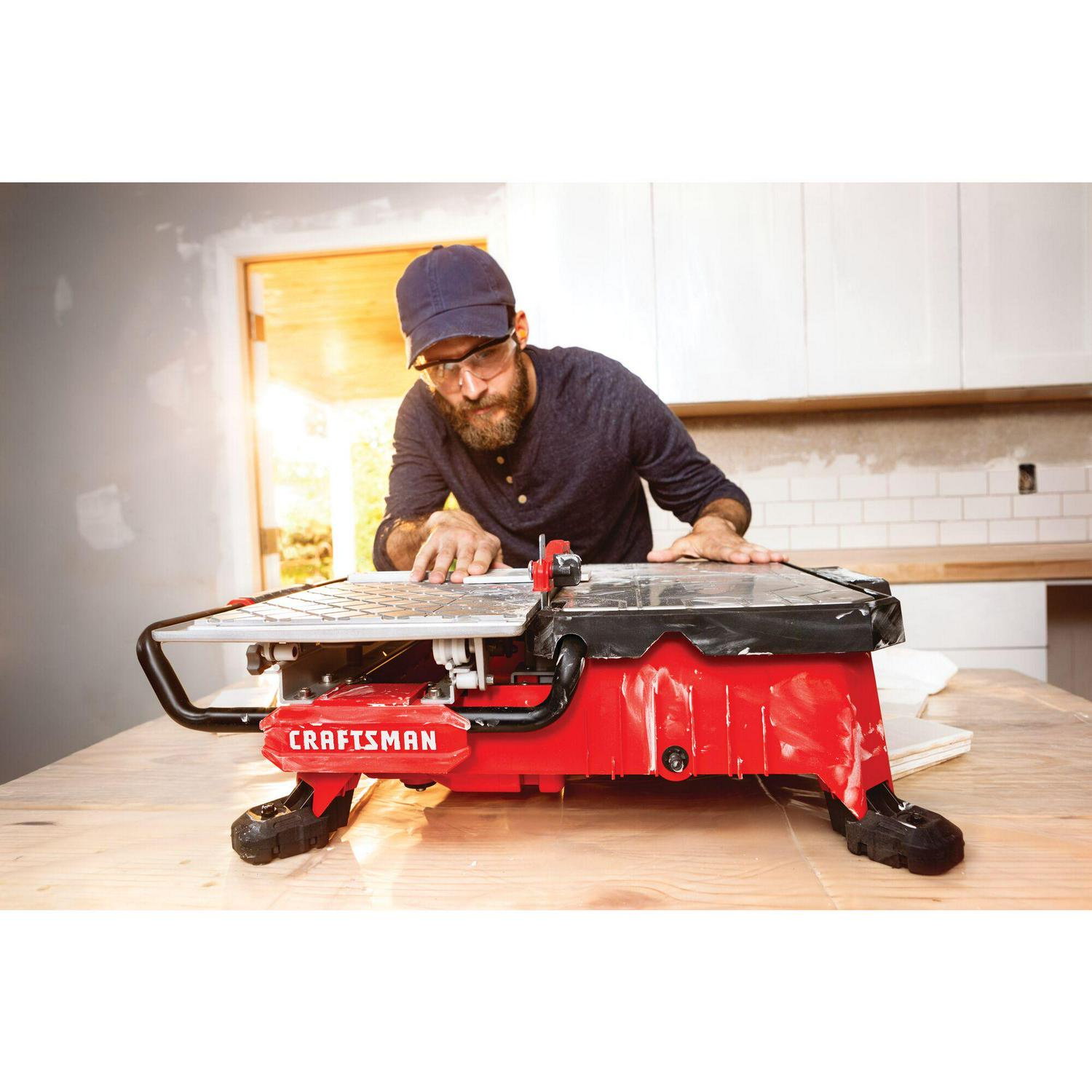 CRAFTSMAN V20 30-Amp 7-in-Blade Cordless Tabletop Sliding Table Tile Saw (Battery Included)