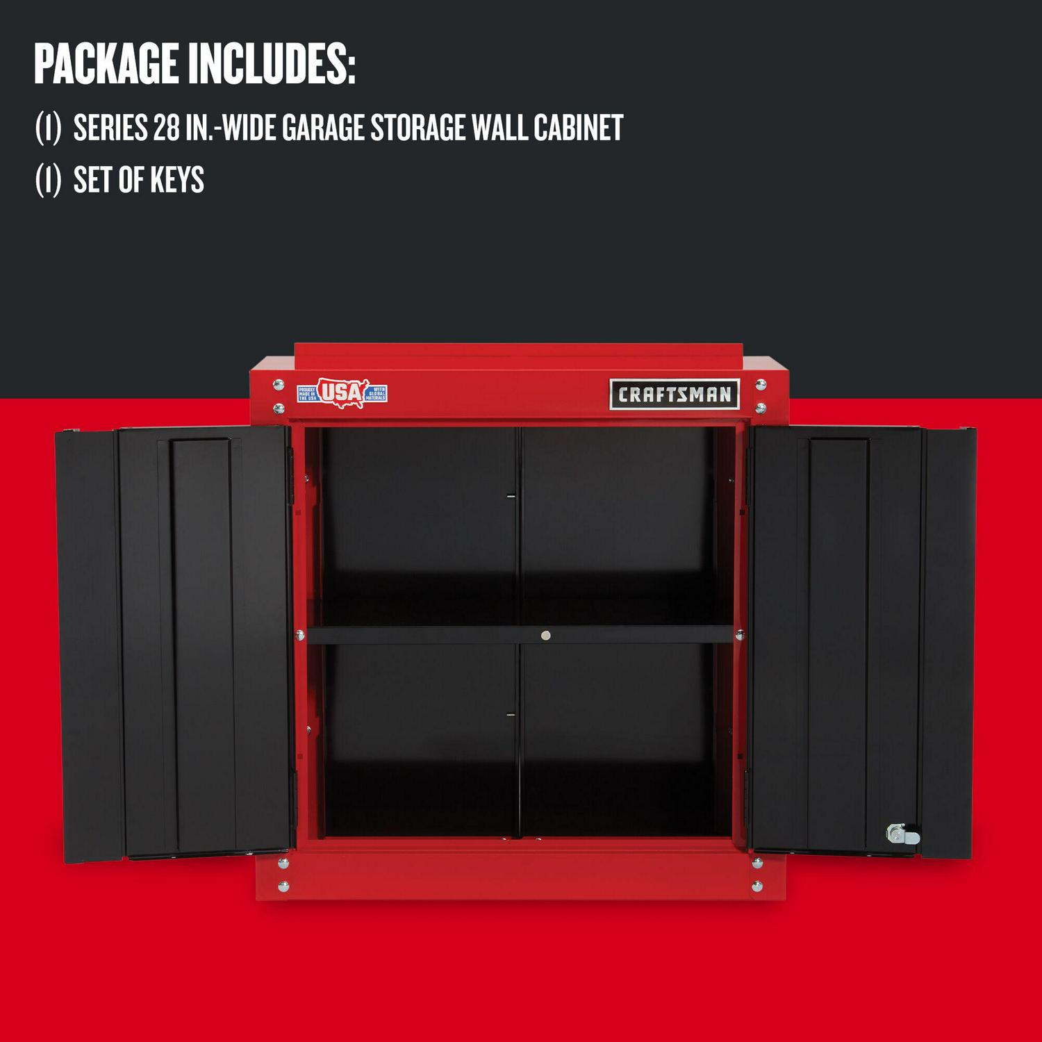 CRAFTSMAN Steel Wall-mounted Garage Cabinet in Red (28-in W x 28-in H x 12-in D)