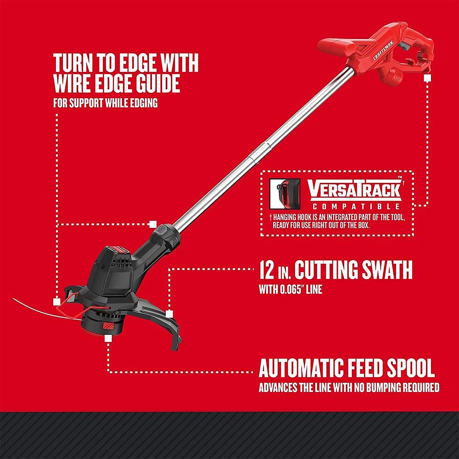 CRAFTSMAN 12-in Straight Corded Electric String Trimmer with Edger Conversion Capable