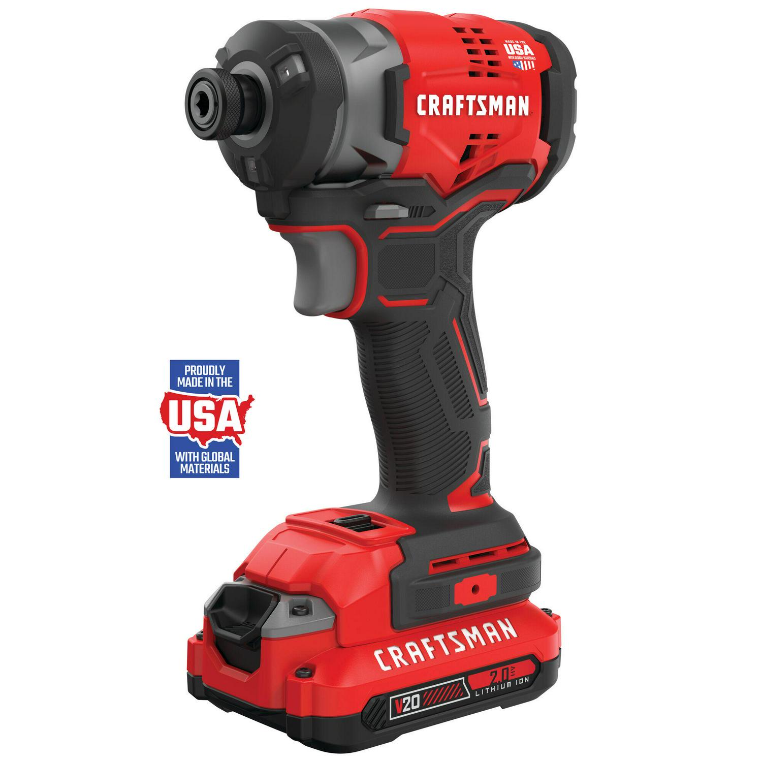 CRAFTSMAN V20 20-volt Max Brushless Cordless Impact Driver (2-Batteries Included, Charger Included and Soft Bag included)