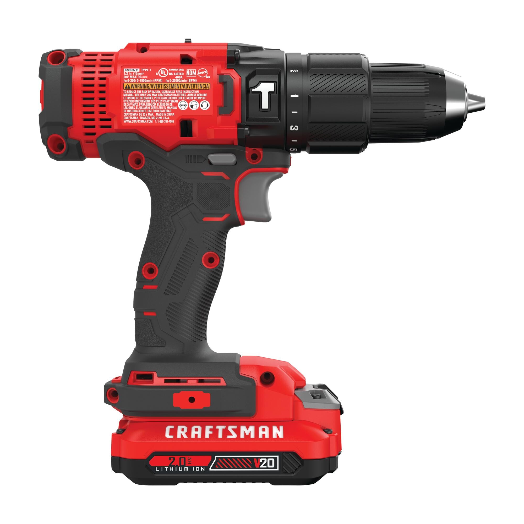 CRAFTSMAN 1/2-in 20-volt Max-Amp Variable Speed Cordless Hammer Drill (1-Battery Included)