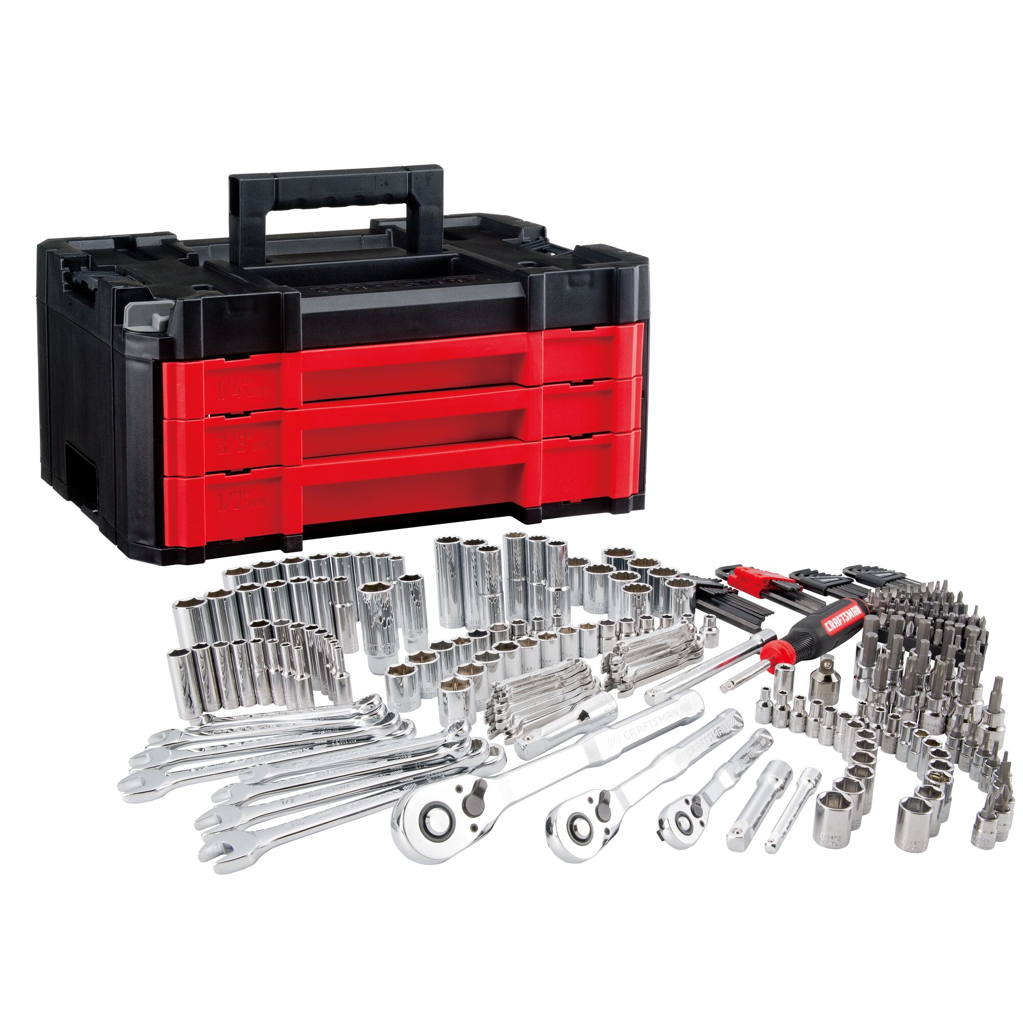 CRAFTSMAN 262-Piece Standard (SAE) and Metric Polished Chrome Mechanics Tool Set with Hard Case