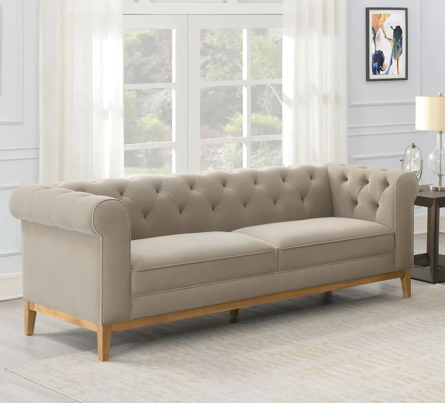 Sandrine Chesterfield Style Sofa - Camel Velvet