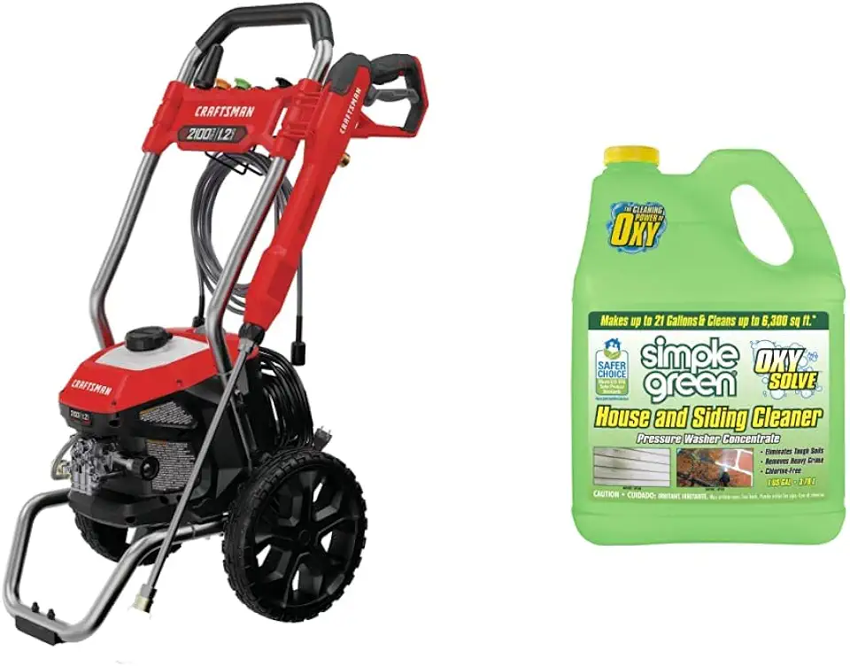 Craftsman Electric Pressure Washer (CMEPW2100) Bundle with Oxy Solve House and Siding Pressure Washer Cleaner