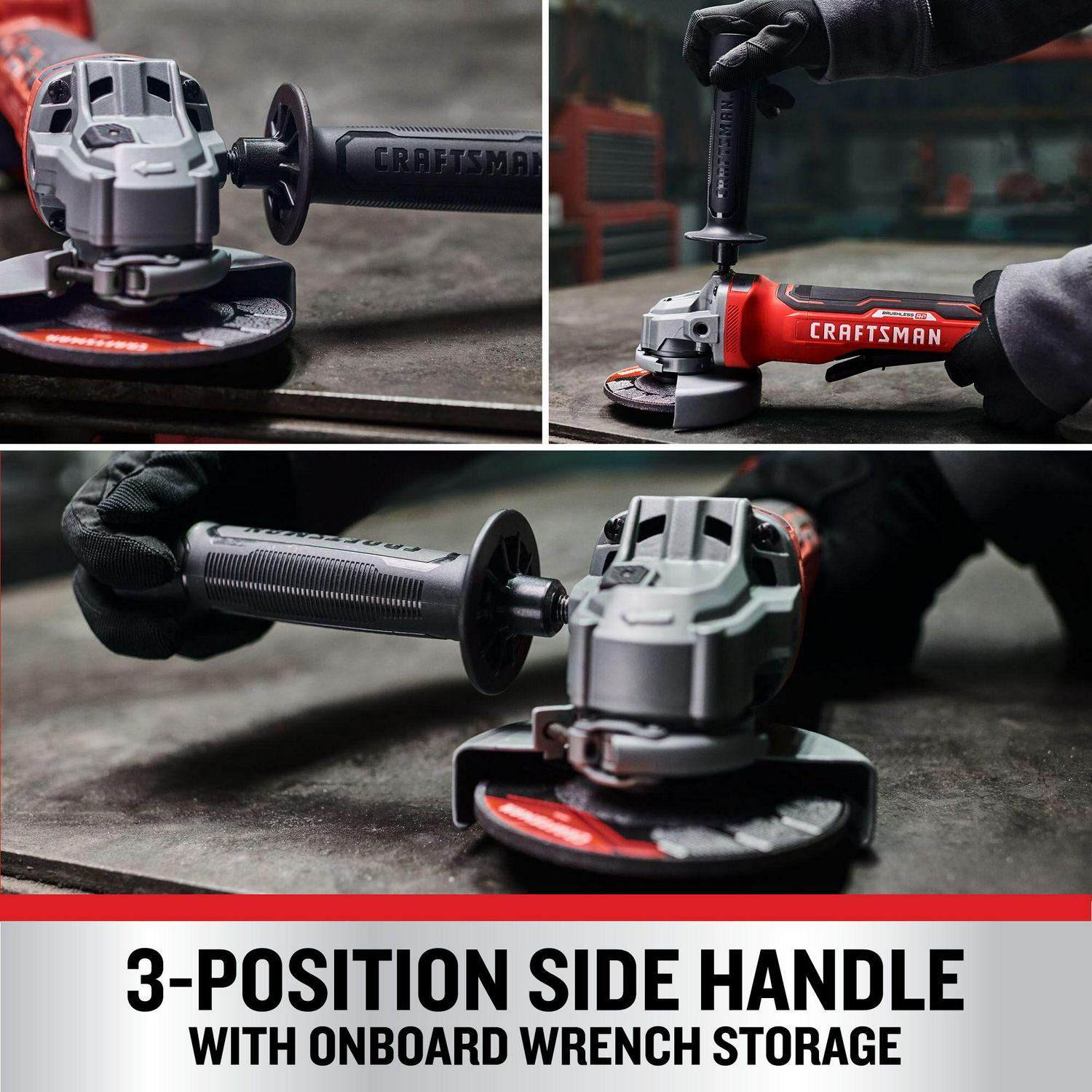 CRAFTSMAN V20 RP 4.5-in 20-volt Max Paddle Switch Brushless Cordless Angle Grinder (Tool Only)