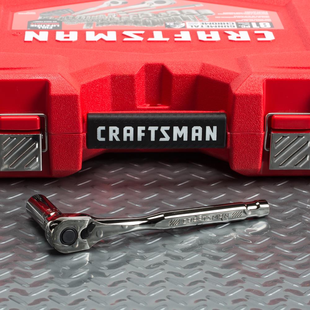 CRAFTSMAN 81-Piece Standard (SAE) and Metric Combination Gunmetal Chrome Mechanics Tool Set with Hard Case