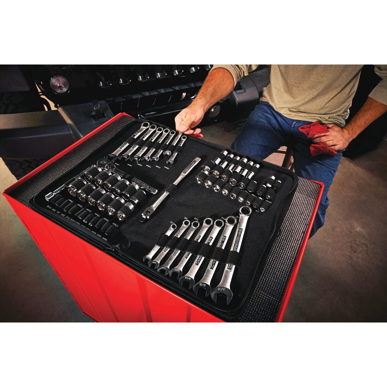 CRAFTSMAN 66-Piece Standard (SAE) and Metric Combination Polished Chrome Mechanics Tool Set with Soft Case
