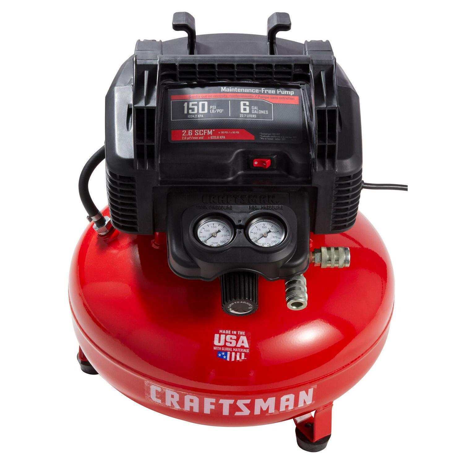 CRAFTSMAN 6-Gallons Portable 150 PSI Pancake Air Compressor with Accessories