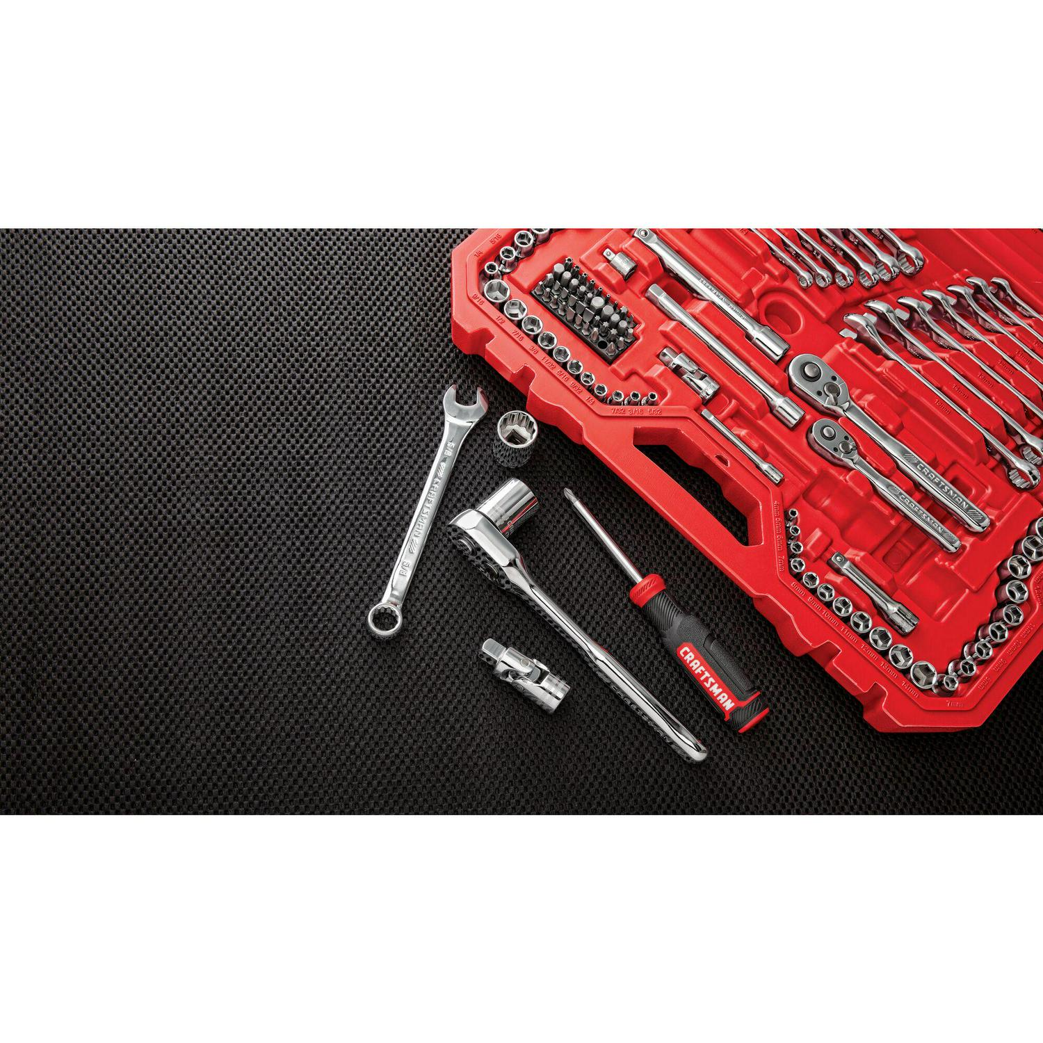 CRAFTSMAN 189-Piece Standard (SAE) and Metric Polished Chrome Mechanics Tool Set with Hard Case