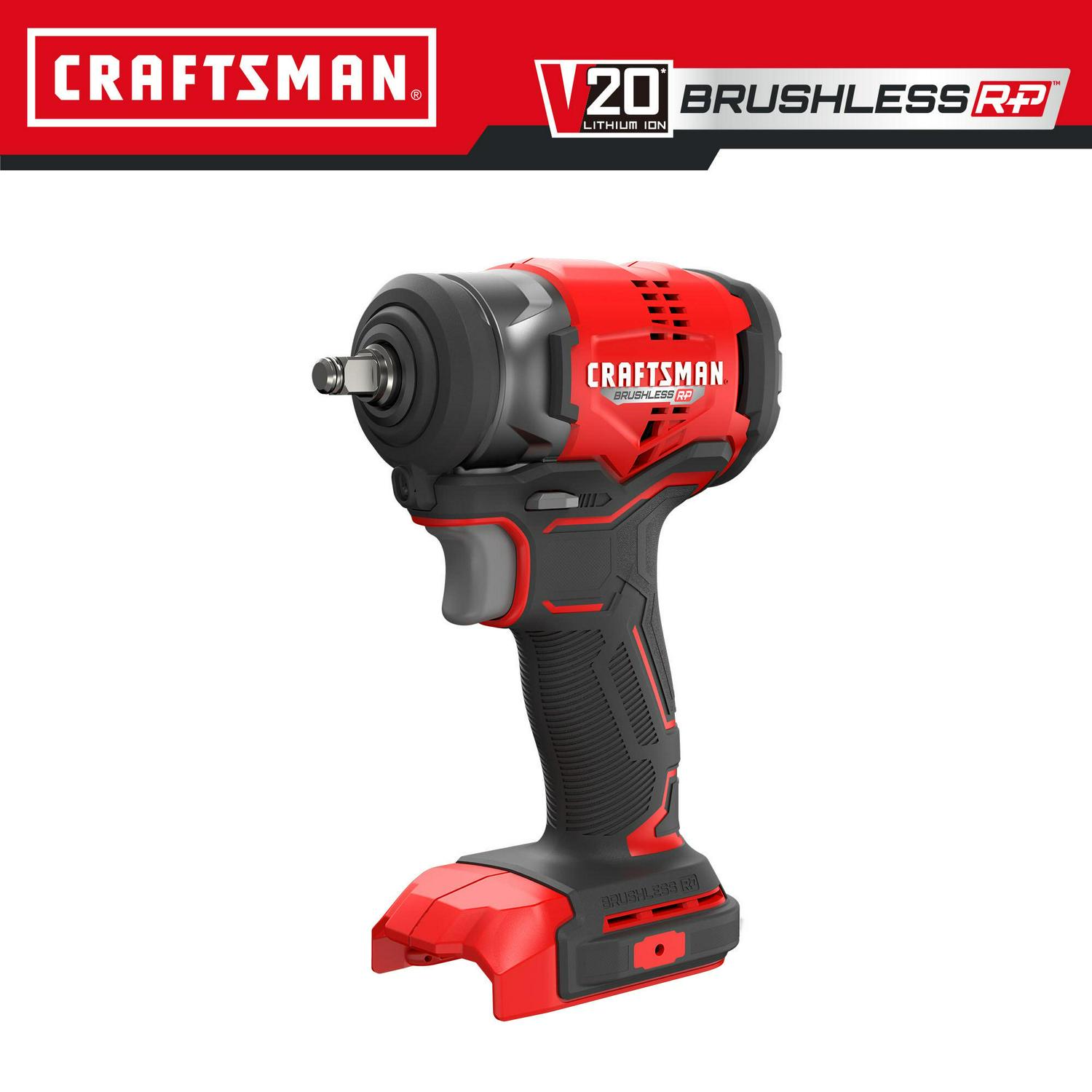 CRAFTSMAN V20 RP 20-volt Max Variable Speed Brushless 3/8-in Drive Cordless Impact Wrench (Bare Tool)