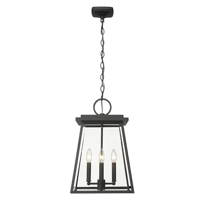 Z-Lite Broughton 4-Light Black Craftsman Beveled Glass Square Outdoor Hanging Pendant Light